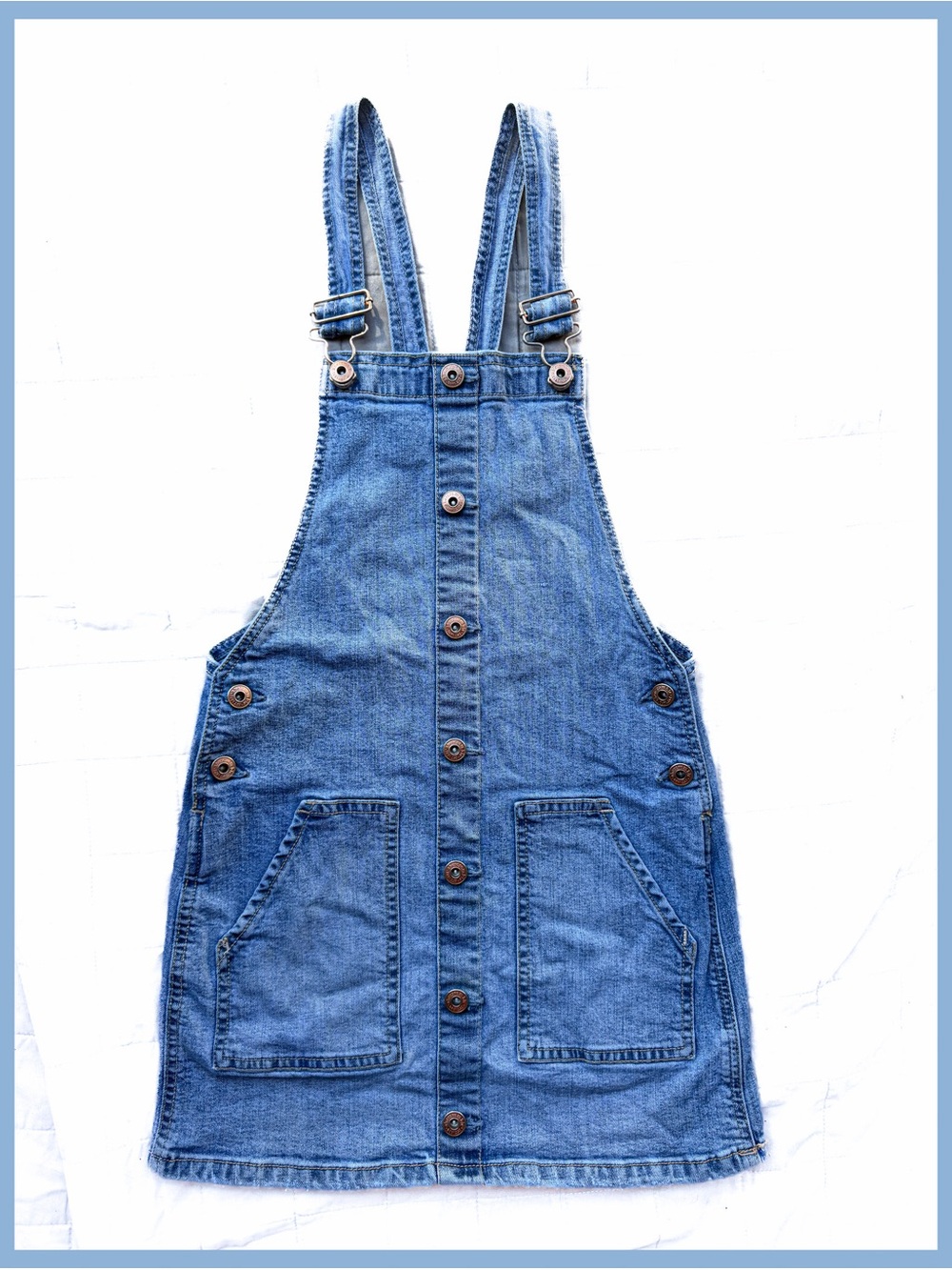 abercrombie kids Denim Button-Front Overall Pinafore Dress Girl 11/12 Classic AF